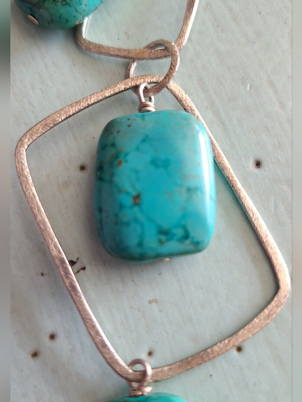 Turquoise Stone Necklace & Earrings Set - Picture 5 of 6